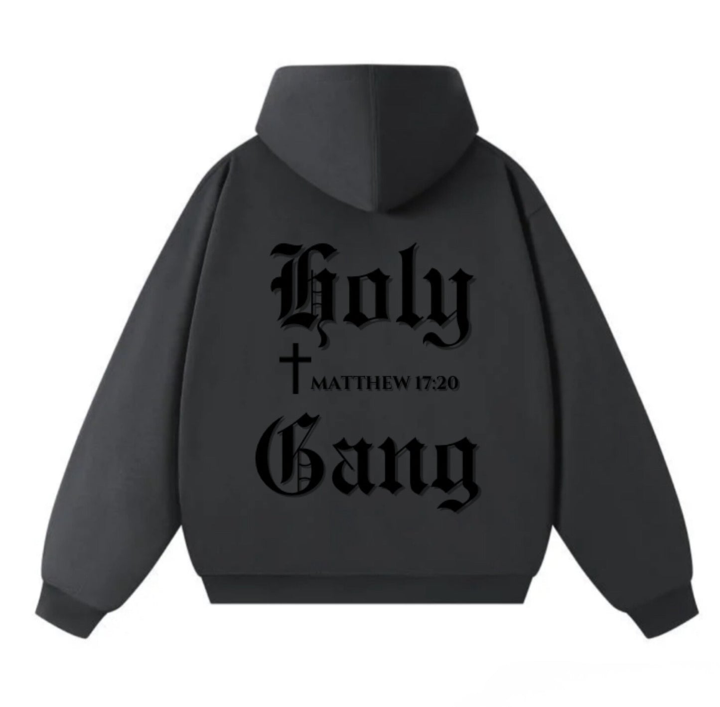 NOW AVAILABLE!!! Holy Gang Oversized Hoodie- Matthew 17:20 Edition for Men in Dark Gray