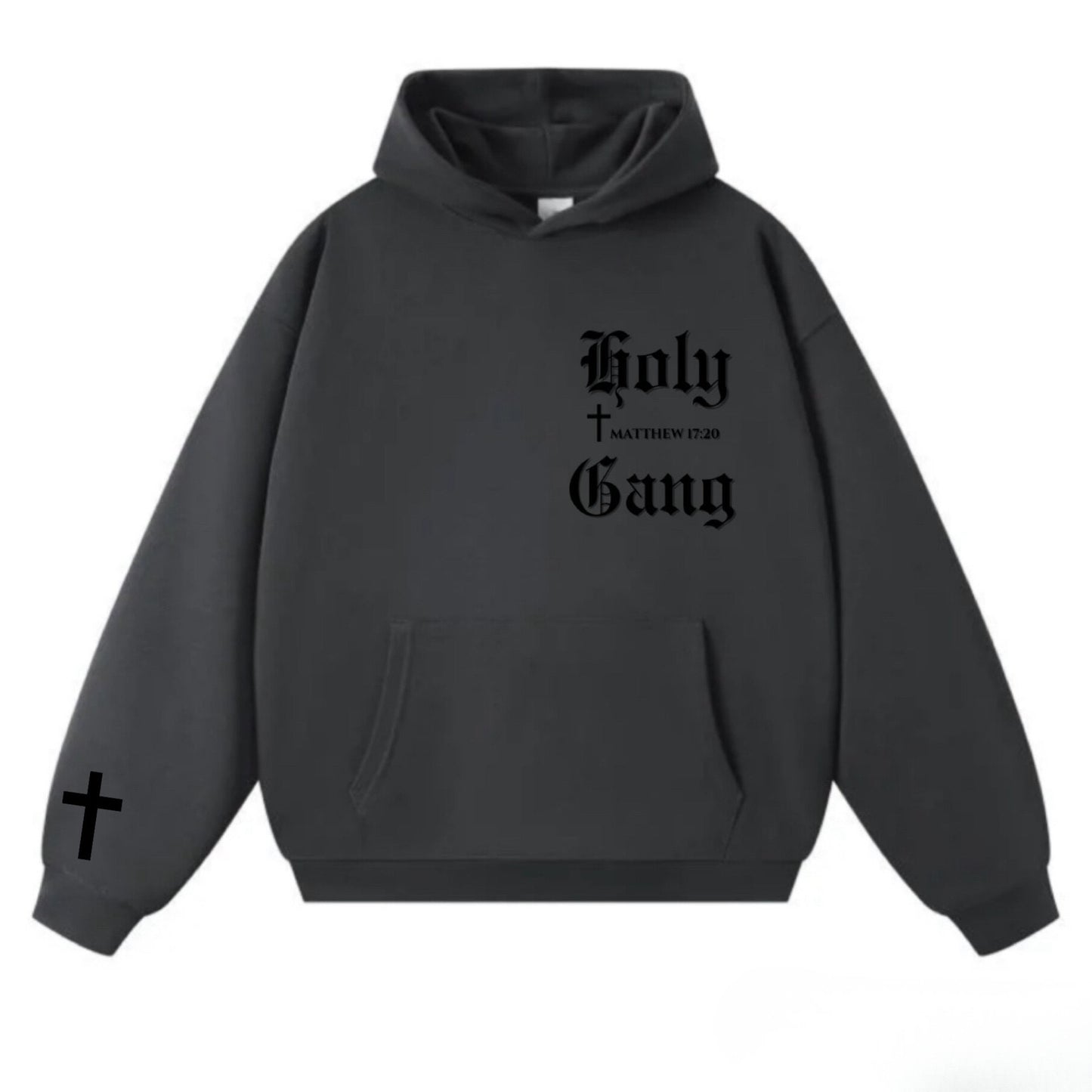 NOW AVAILABLE!!! Holy Gang Oversized Hoodie- Matthew 17:20 Edition for Men in Dark Gray